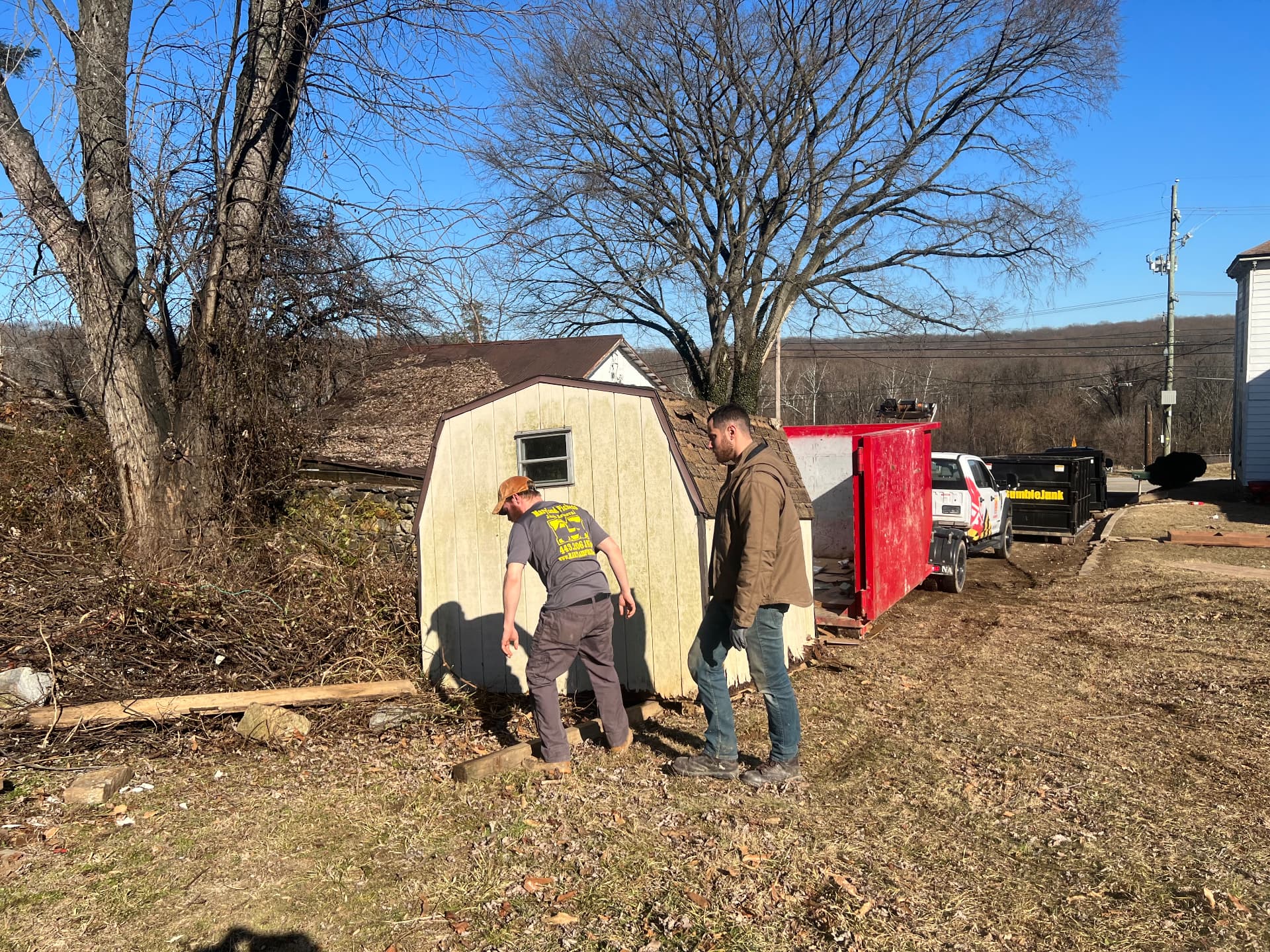 Clearing out the old shed and overgrown yard behind the house